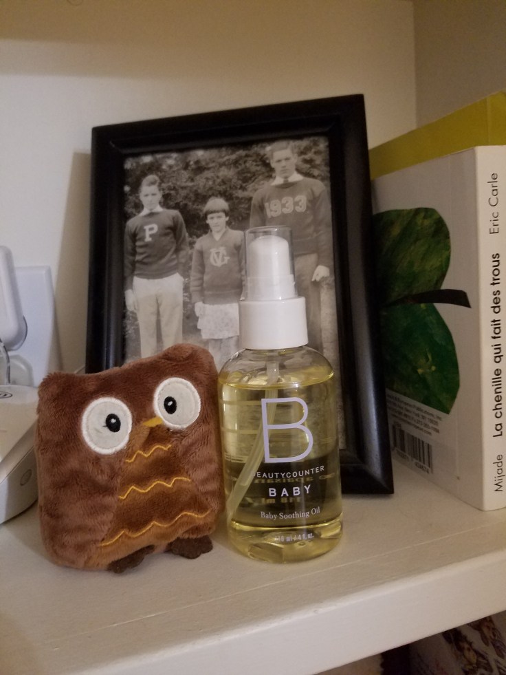Better Beauty Vermont Beautycounter Baby Oil with owl and relatives