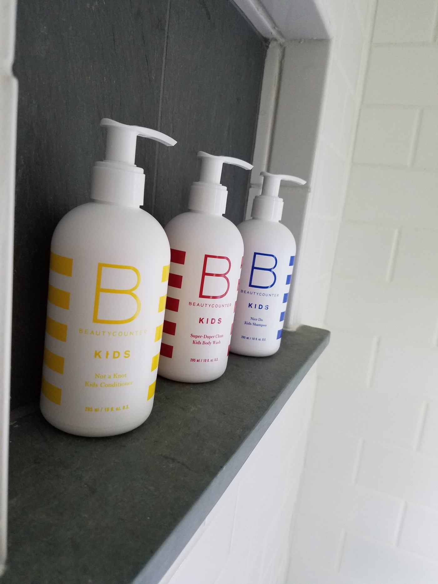 Better Beauty Vermont Beautycounter Kid's Counter on shower shelf