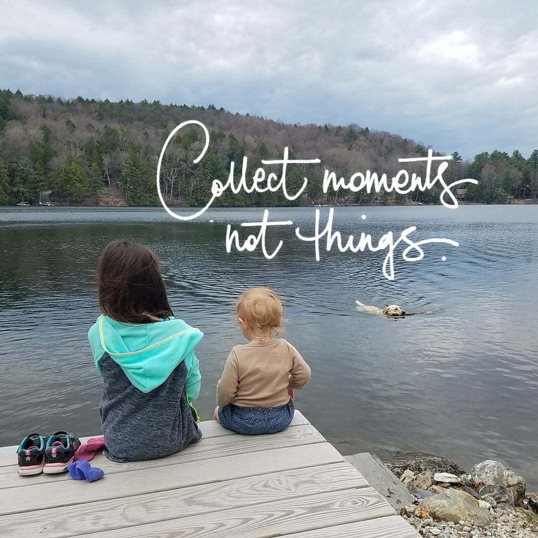 Better Beauty Vermont collect moments not things kids on a dock dog in the water