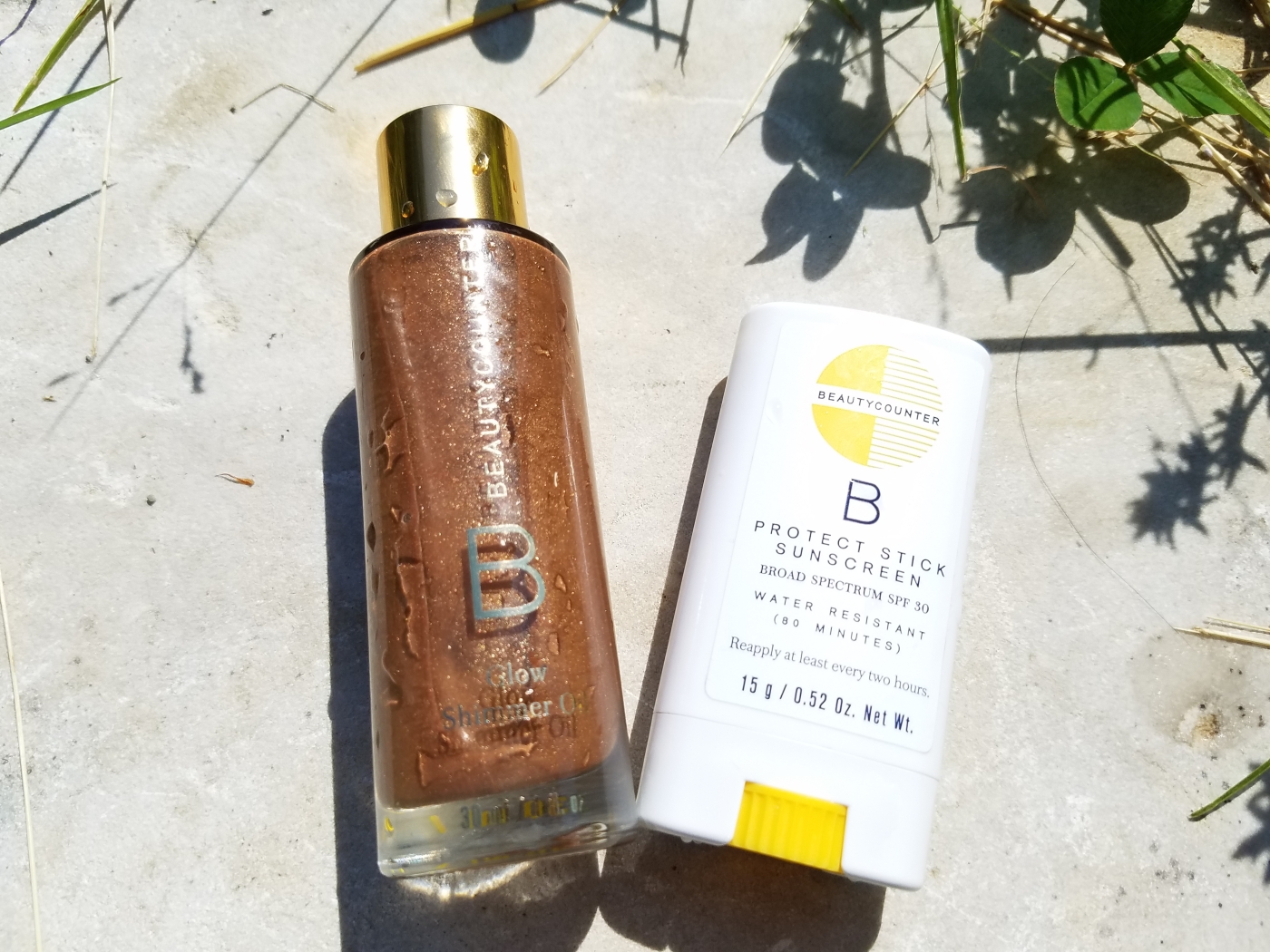 Better Beauty Vermont Glow Shimmer Oil travel size and small Protect Stick Sunscreen